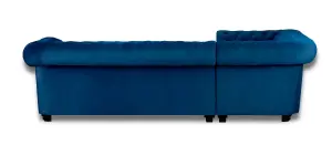 Chesterfield Style Mariot Corner Sofa Blue French Velvet (Left Hand Corner)