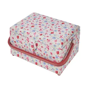 Medium Sewing Basket Floral 18.5 x 26 x 15cm - Sewing Online GA1121M