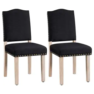 Yaheetech Set of 2 Upholstered Dining Chair with Nailhead Trim Black