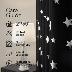 Deconovo Black Curtains Stars Foil Printed Thermal Curtains Eyelet Blackout Curtains for Bedroom 46 x 54 Inch Black 1 Pair