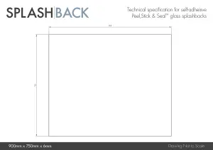 Platinum Glass Kitchen Self Adhesive Splashback 900mm x 750mm