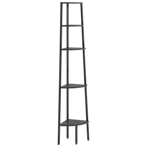 Berkfield 5-Tier Corner Shelf Black 45.5x31.5x180 cm