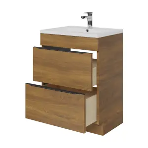 GoodHome Imandra Standard Matt Walnut effect Freestanding Bathroom Cabinet (H) 820mm (W) 600mm