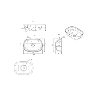 Welburn White Rectangular Counter top Basin (W)46cm