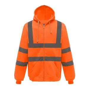 Yoko Mens Hi Visibility Full Zip Reflective Work Hoodie