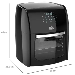 HOMCOM 12L 8 in 1 Digital Air Fryer Oven with Air Fry, Roast, Broil, Bake, Dehydrate, 8 Preset Modes, 1800W, Black