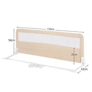 COSTWAY Bed Rail Guard for Toddlers 150CM Foldable Baby Bed Rail w/ Safety Strap