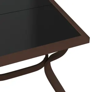 Berkfield Garden Table Brown and Black 140x70x70 cm Steel and Glass