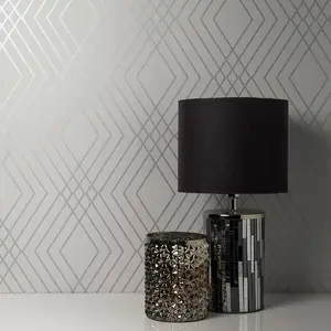 Fine Decor Shard Trellis Silver Wallpaper FD42603