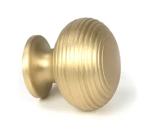 Satin Brass Beehive Cabinet Knob 40mm