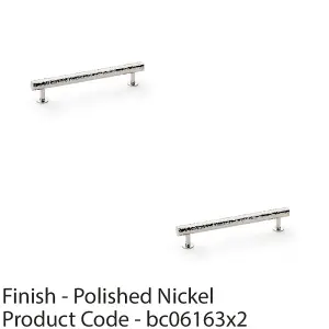 2 PACK - Hammered T Bar Pull Handle - Polished Nickel - 160mm Centres SOLID BRASS Drawer