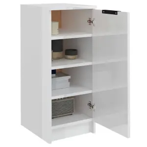 Shoe Cabinet High Gloss White 30x35x70 cm Engineered Wood