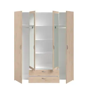 PARISOT DAILY 4 DOOR WARDROBE WITH MIRROR OAK EFFECT