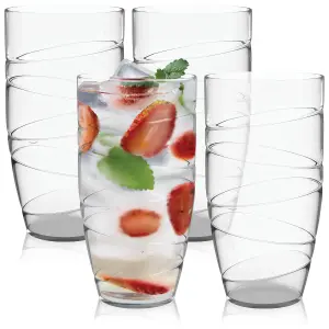 HEFTMAN Clear Swirl Acrylic Tumblers - Set Of 4