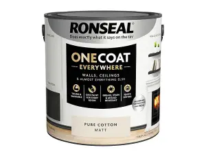 Ronseal One Coat Evrywhere Matt Paint 2.5L  Pure Cotton