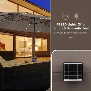 Costway 450 x 265cm Extra-Large Patio Parasol Double-Sided Market Umbrella W/ LED Lights