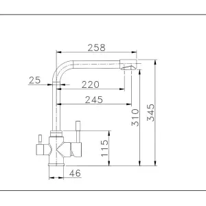 Hommix Sasani Brushed 304 Stainless Steel 3-Way Tap (Triflow Filter Tap)