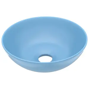 Berkfield Bathroom Sink Ceramic Light Blue Round