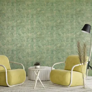 Galerie Pepper Raffia Teal Shimmer Geometric Diamond Wallpaper