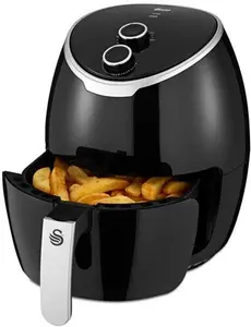 Swan 4.7 Litre Manual Air Fryer, Black, Stainless Steel