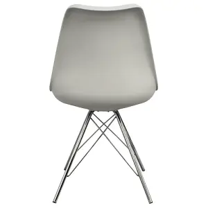 Soho Light Grey Plastic Dining Chair with Chrome Metal Legs