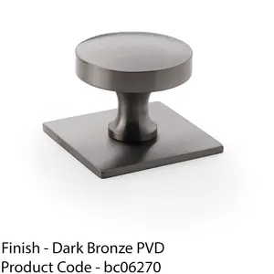 Slim Round Cabinet Door Knob & Matching Backplate - Dark Bronze 38mm Handle