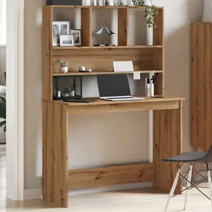 Berkfield Desk with Shelves Artisan Oak 102x45x148 cm Engineered Wood