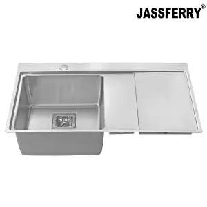 JASSFERRY Kitchen Sink 1.2 mm Stainless Steel Single Bowl Righthand Drainer Square Strainer