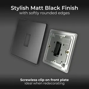 BG Flatplate Screwless 20A Single Intermediate Switch, Matt Black