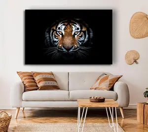 Tiger In The Dark Canvas Print Wall Art - Medium 20 x 32 Inches