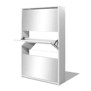 Berkfield Shoe Cabinet 3-Layer Mirror White 63x17x102.5 cm