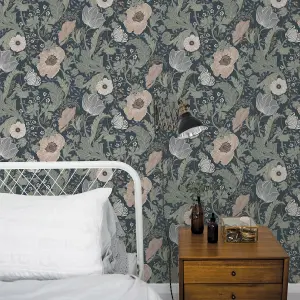 Galerie Apelviken 2 Blush Blue Floral Woodland Smooth Wallpaper