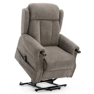 Rise Recliner Chair With Dual Motor, Remote Control, Multi-Recline Positions And Pocket Storage In Brown Fabric