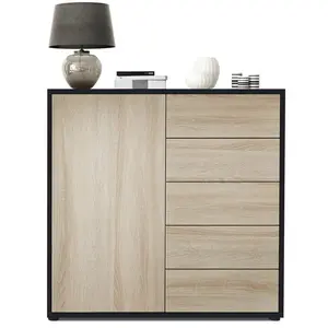 Sideboard Mcdevitt Black (Matt)/Rough-cut Oak