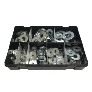 250 x Assorted Heavy Duty Washers, Imperial Table 4, Steel for Nuts & Bolts