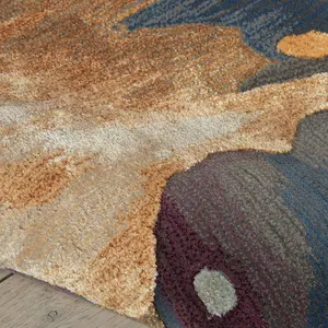 Multicolour Wool Rug, Luxurious Abstract Optical/ (3D) Rug, Handmade Modern Rug for Bedroom, & DiningRoom-114cm X 175cm