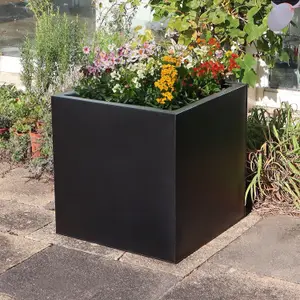 60cm Zinc Galvanised Matte Black Square Planter