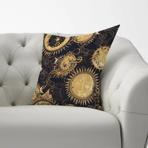 Moon and Sun Gold Blue Cushions 60cm x 60cm