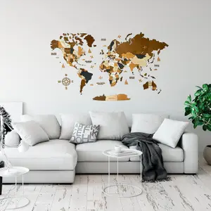 3D Wooden World Map - Rustic Wall Decor Gift (78.7x39.3) for Couples - Unique Home and Office Decoration, DIY Wall Art.