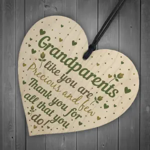 Red Ocean Grandparent Gift Keepsake Wooden Heart Birthday Christmas Gift For Nan Grandad Grandma Grandpa