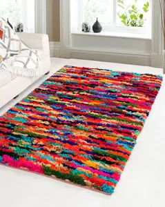 ZINDA Fluffy Rug Multicolour Boho Chic / 60 cm x 90 cm