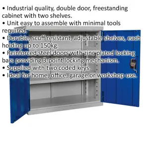 900mm Double Door Industrial Storage Cabinet with Reinforced Steel Doors and Adjustable Shelves