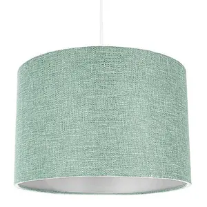 Contemporary and Sleek Mint Plain Linen Fabric Drum Lamp Shade 60w Maximum