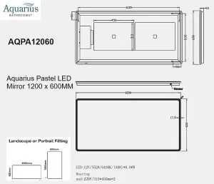 Aquarius Pastel LED Mirror 1200 x 600MM