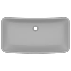 Berkfield Luxury Basin Rectangular Matt Light Grey 71x38 cm Ceramic