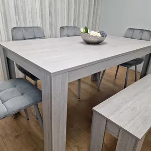 Dining Table and 4 Chairs With Bench Grey 4  Grey Velvet Chairs Wood Dining Set Furniture