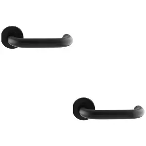 2 PACK - Pair 19mm Round Bar Safety Handle On Round Rose Concealed Fix Matt Black