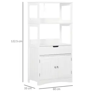 kleankin Bathroom Floor Storage Cabinet Kitchen Sideboard Standing Unit W/ Doors