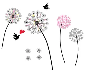 Walplus Pink Dandelion Kids Sticker PVC Pink