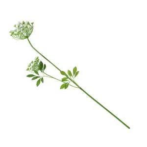 Bloom Artificial Single White Cow Parsley Stem - Faux Fake Silk Flower Indoor Home Decoration Floral Arrangements - Measures L65cm